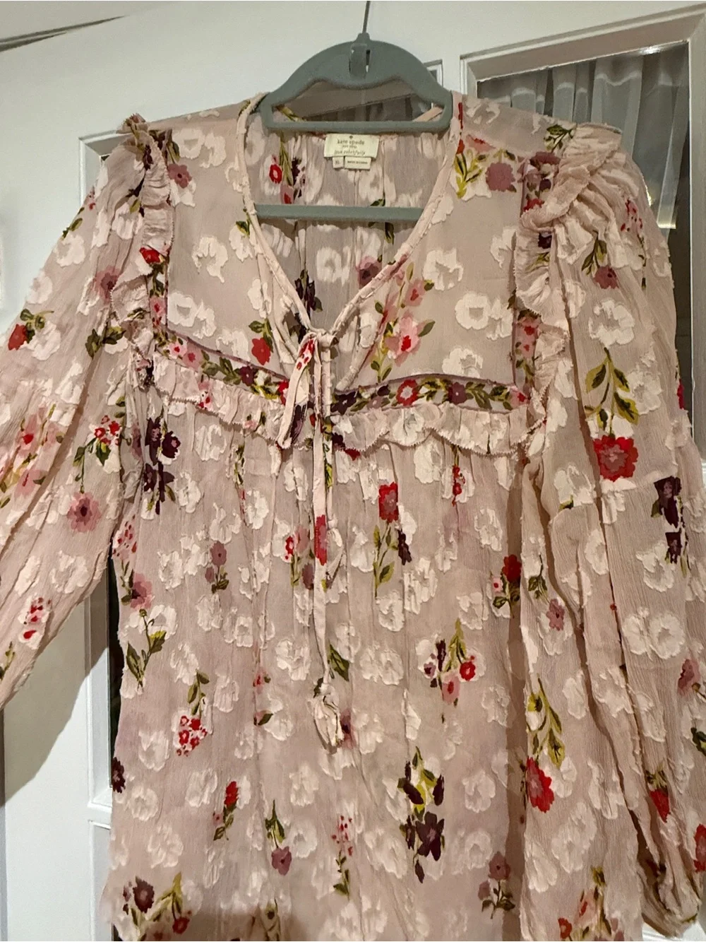 kate spade Pink Floral Ruffle Peasant Blouse